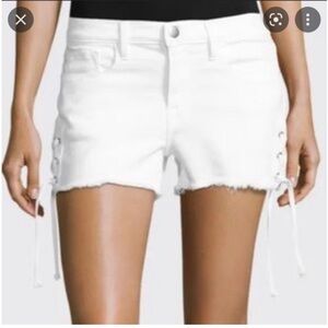 Frame Denim Le Cutoff White Lace-Up Denim Shorts